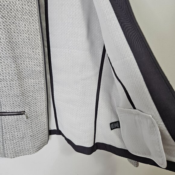 Lafayette 148 New York Kerrington Tweed Jacket Sz M Grey Zipper Front - Picture 8 of 11